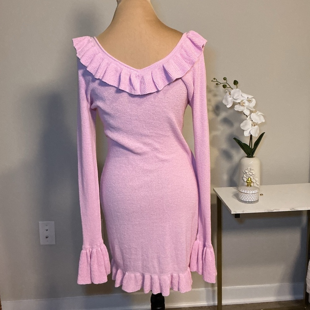 Meshki Pink Ruffled Knit Dress - Picture 2 of 6